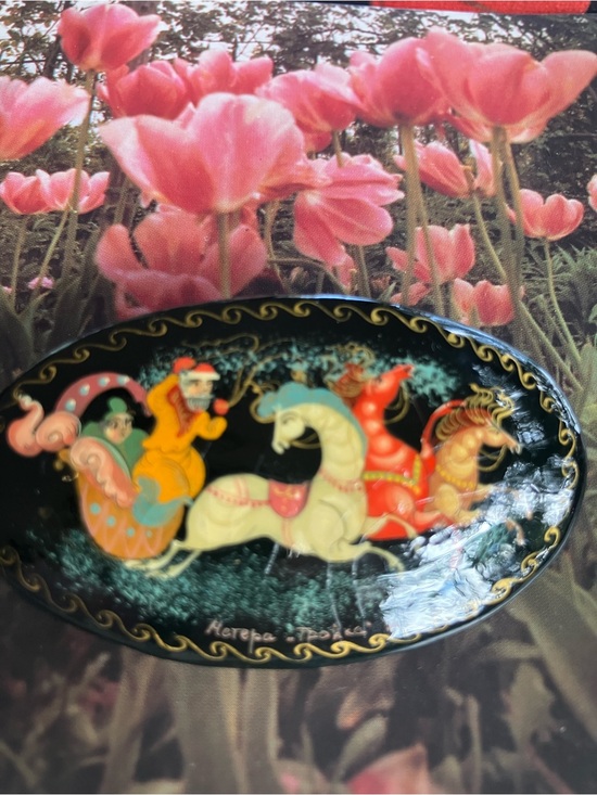Hand painted Russian Jewelry - ANTIQUE RUSSIAN BROOCH
